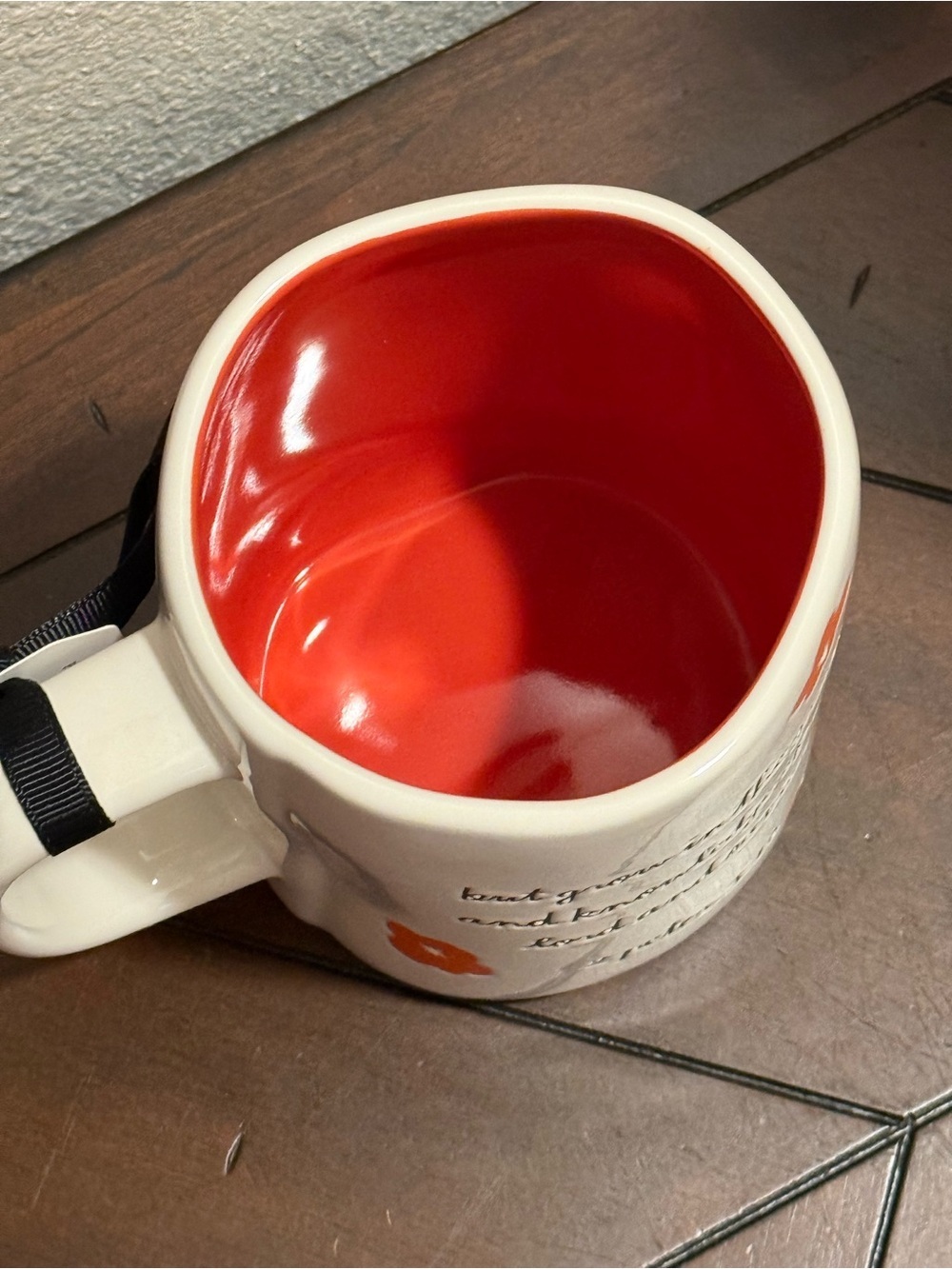 Rae Dunn White Double-sided Mug w/ Orange Floral Accents & Int- GROW IN FAITH - Picture 3 of 6